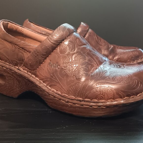 BOLO Brown Paisley / Lace Slip-on Women's Clogs Size 6 - Picture 2 of 10